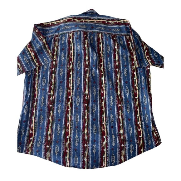 Vintage 90s IAMSA Southwestern Button Up Shirt XL‎ Blue Red Aztec Feather USA - Picture 3 of 6